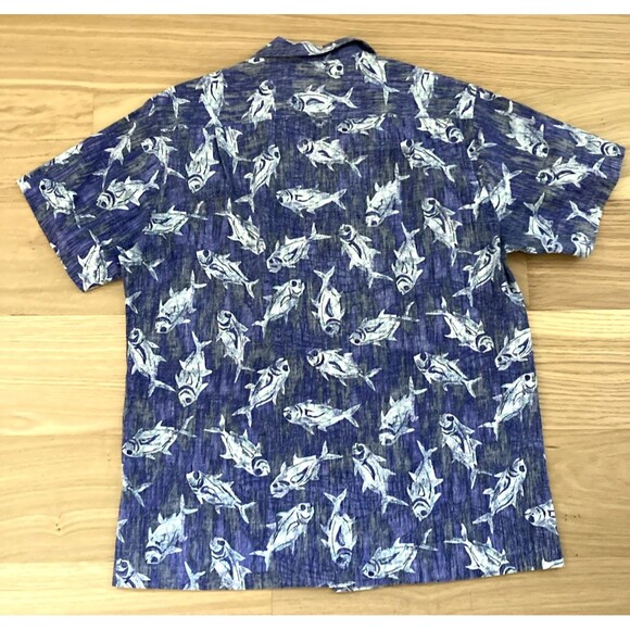 Vtg RJC Hawaiian Aloha Blue Tropical Fish Shirt L Resort Vacation Cruise USA - Picture 4 of 10